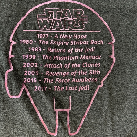 Disney Parks Star Wars Women's‎ Movie List T-Shirt Size XS Rolled Short Sleeves - Picture 8 of 9